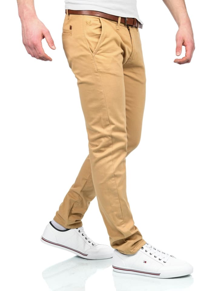 Maurelio Modriano Herren Designer Chino Stoff Hose Chinohose MM016 in Beige