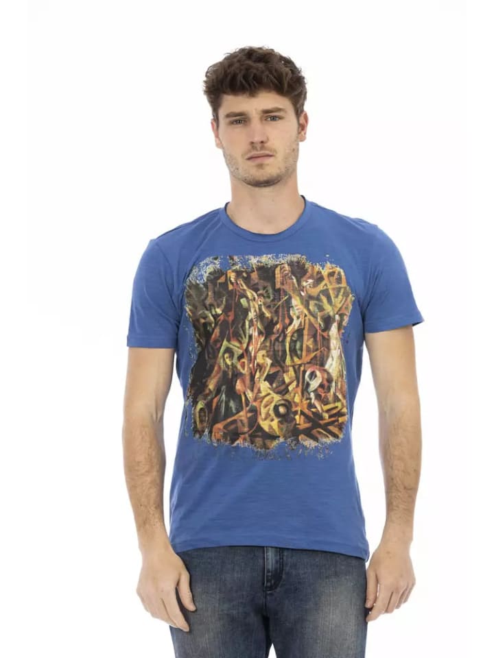 Blau Baumwolle Herren T-Shirt