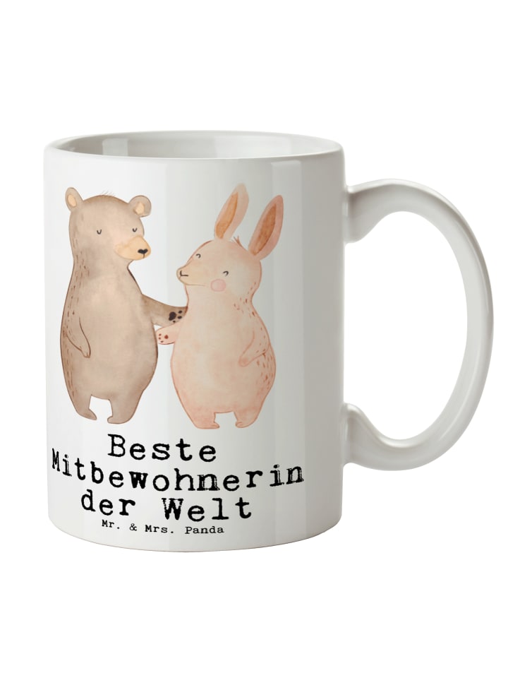 Kaffeebecher Hase Beste Mitbewohnerin der Welt ... in Weiß