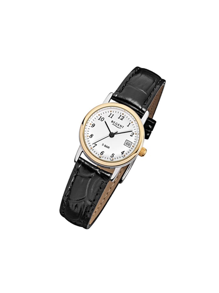 Analog-Armbanduhr Regent Lederarmband schwarz klein (ca. 25mm)
