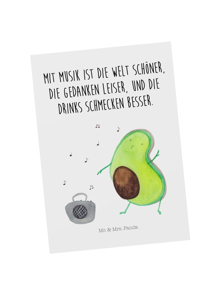 Postkarte Avocado Tanzen mit Spruch in Weiß