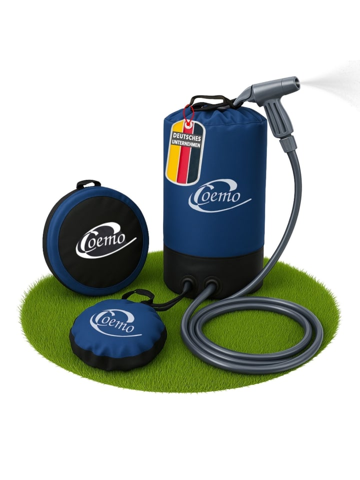Tragbare Campingdusche mit Pumpe - 11L Solardusche in Blau