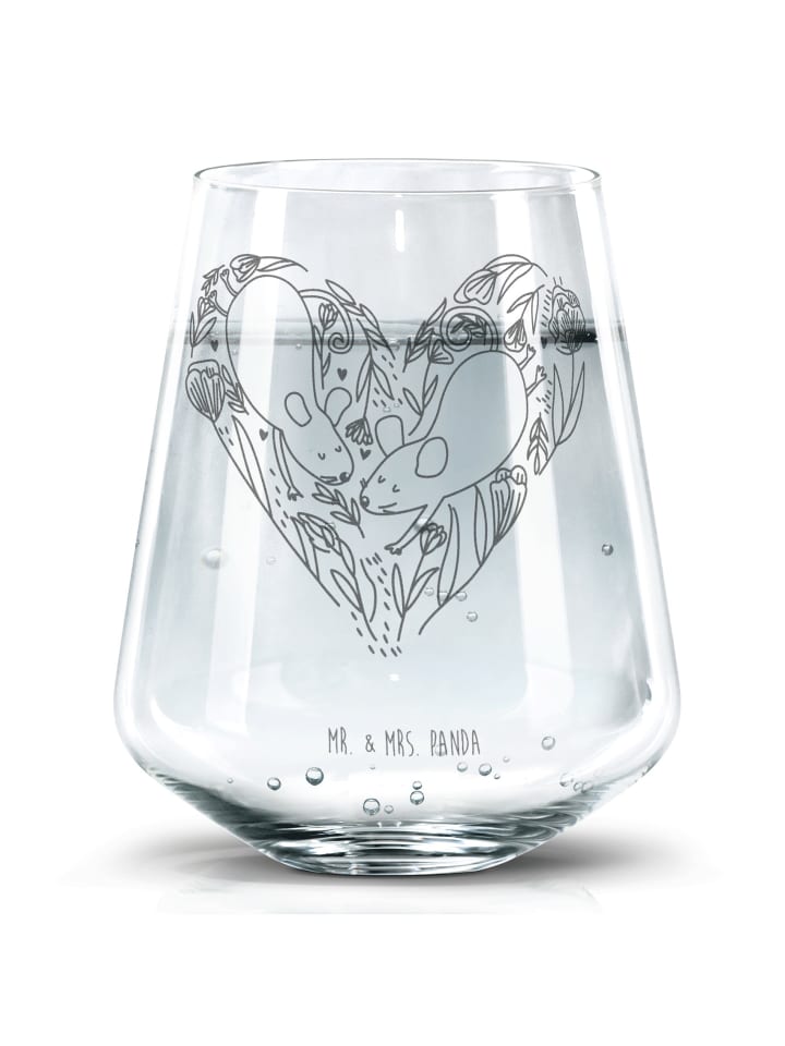 Gravur Glas Mäuse Herz ohne Spruch in Transparent