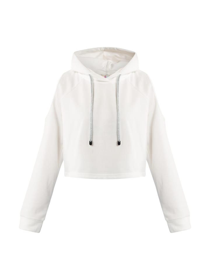 Damen Cropped Hoodie in Wollweiss