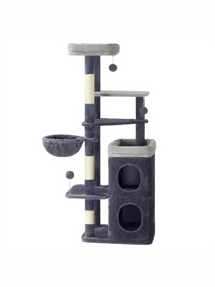 Katzenbaum in Dunkelgrau - (B)46 x (H)150 x (T)52 cm