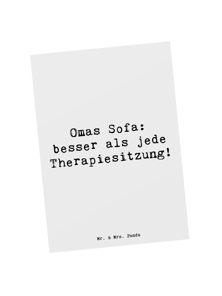 Postkarte Omas Sofa: besser als jede Therapiesi... in Weiß