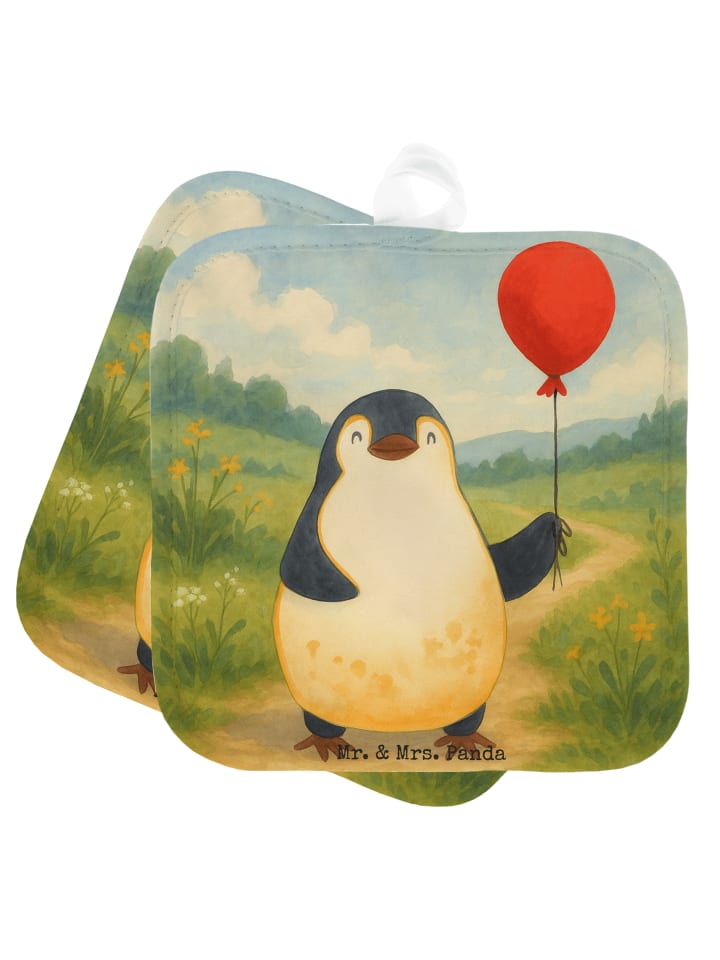 Topflappen Pinguin Luftballon Design ohne Spruch in Weiß
