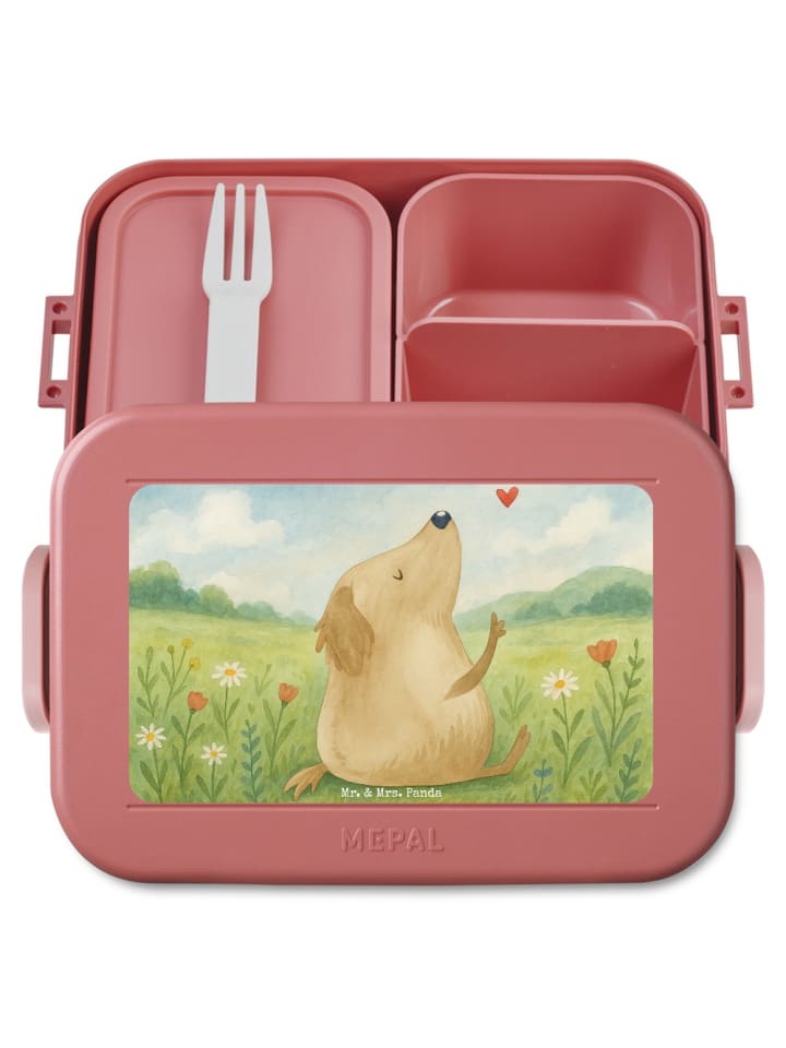 Brotbüchse Hund Liebe Design ohne Spruch in Rot Pastell