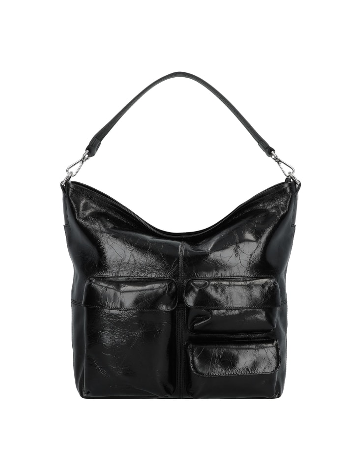 LK 204 Schultertasche Leder 43 cm black