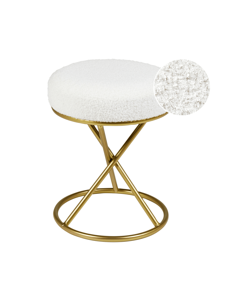 Hocker PRESHO in Weiß/Gold - (W) 35 x (H) 45 x (L) 35 cm