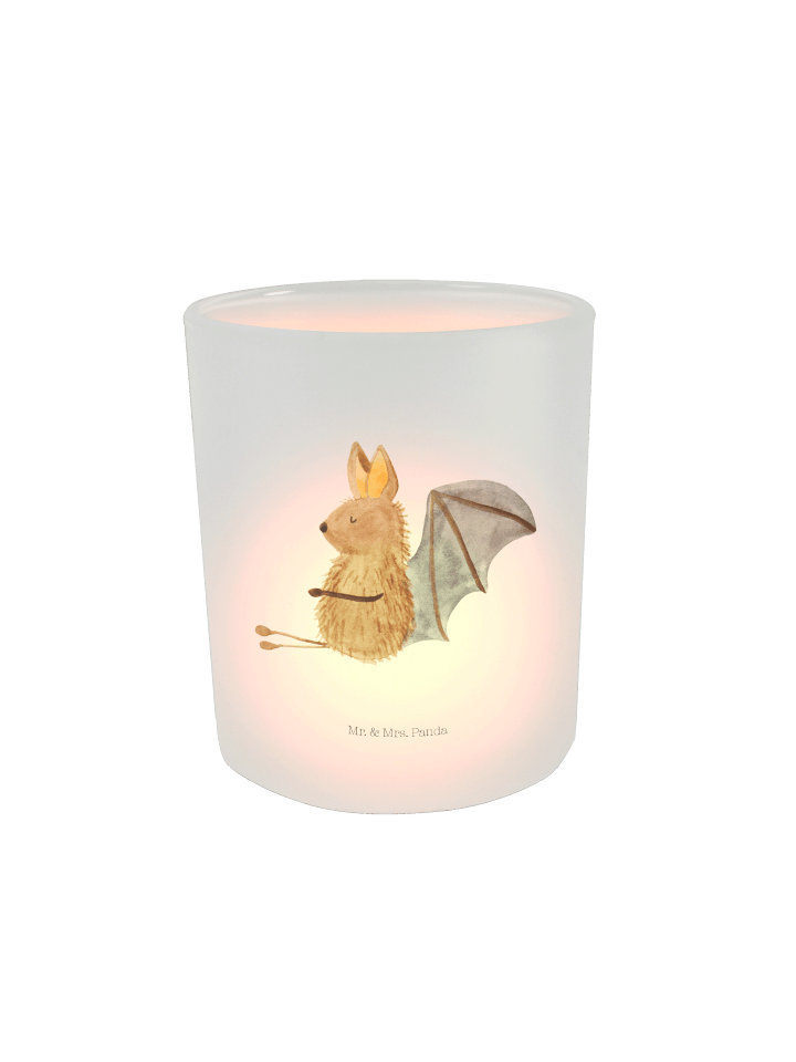 Glas Teelichthalter Fledermaus Sitzen ohne Spruch in Transparent