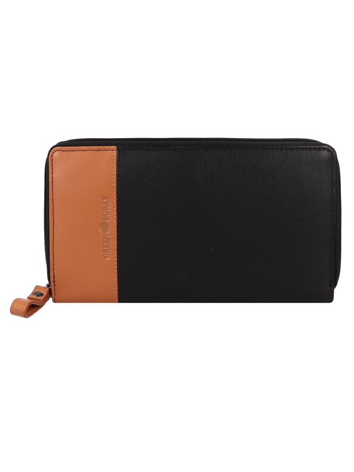 Nappa Geldbörse RFID Schutz Leder 19.5 cm black-tan