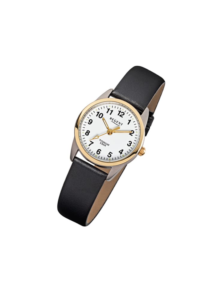 Analog-Armbanduhr Regent Titan-Uhren schwarz klein (ca. 26mm)