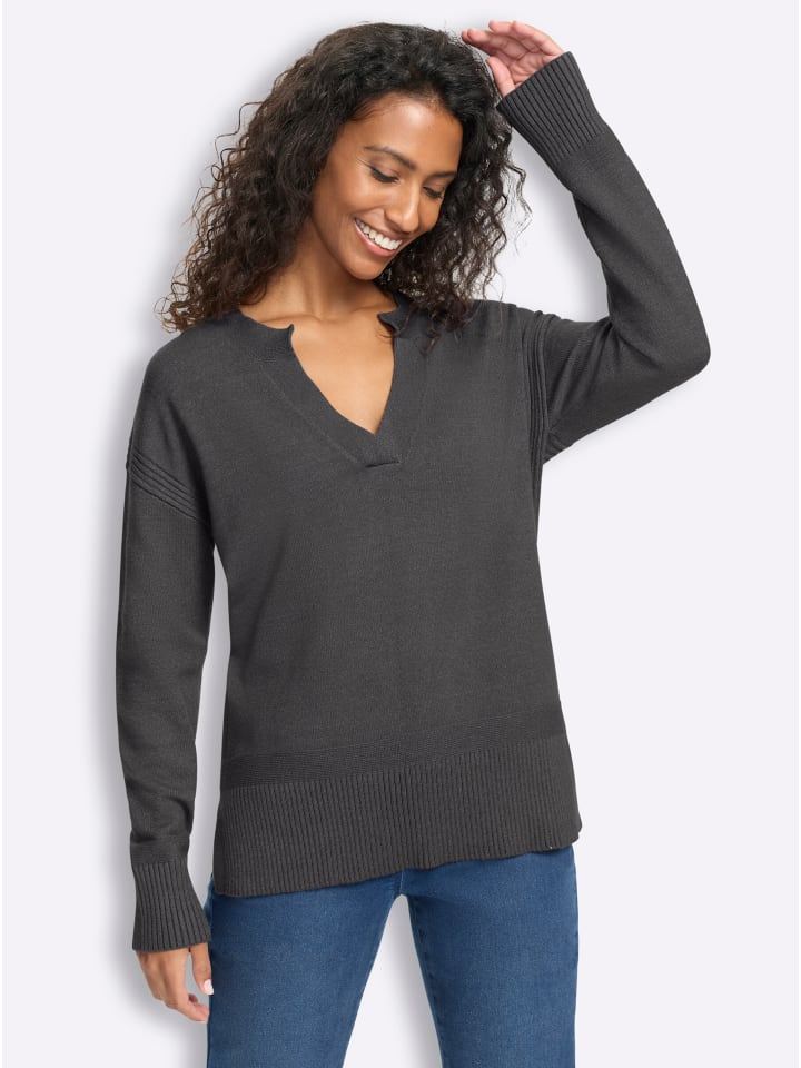 Pullover in anthrazit-meliert