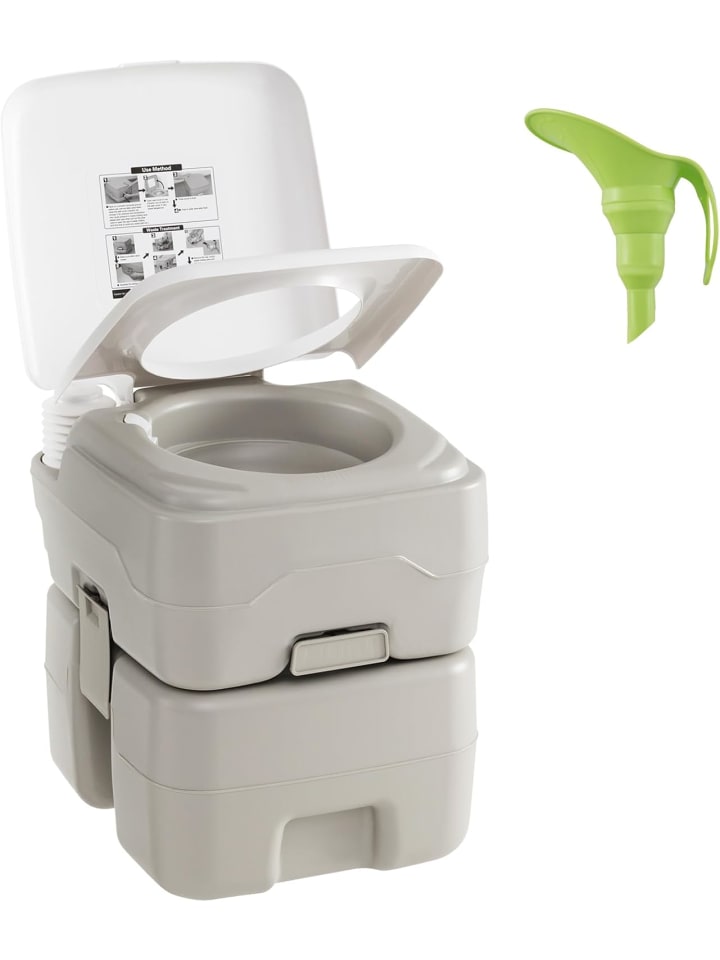 Campingtoilette tragbar in Grau