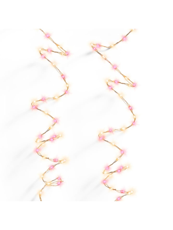 LED Drahtlichterkette Büschel 378LED pink bernstein 8 Funkt. L: 6m in gold