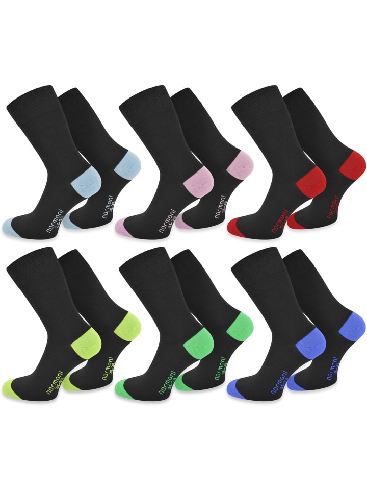 6 Paar Socken New Style in Hellblau/Hellrosa/Rot/Lime/Grün/Royal
