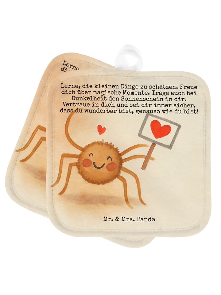 Topflappen Spinne Agathe Motivation Design mit ... in Weiß