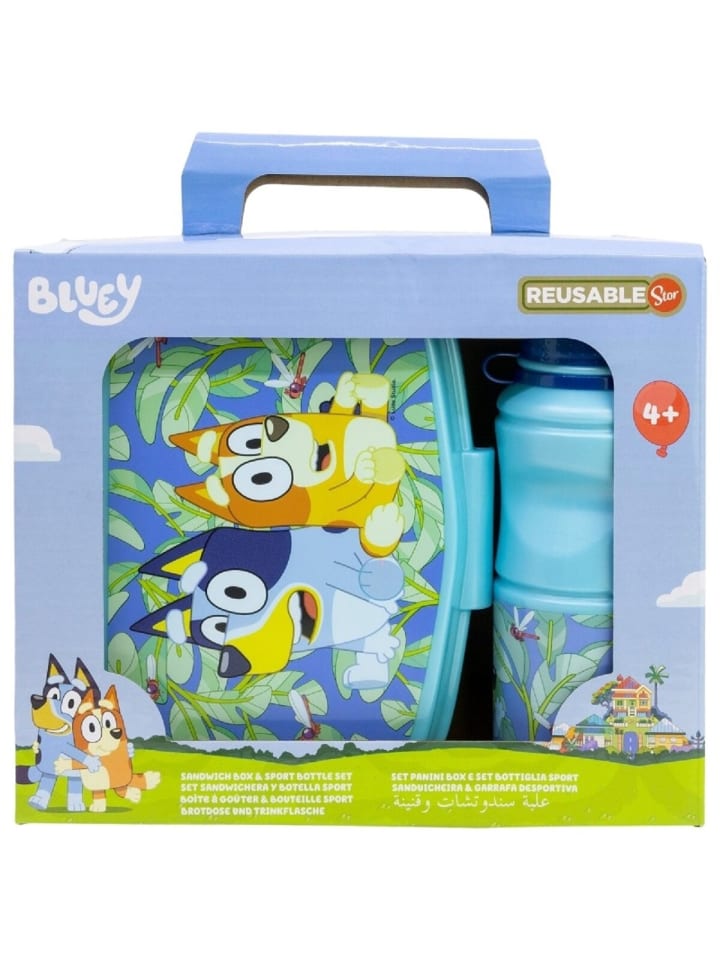Bluey Set mit 380?ml Wasserflasche und Brotdose Lunchbox-Set für in Blau