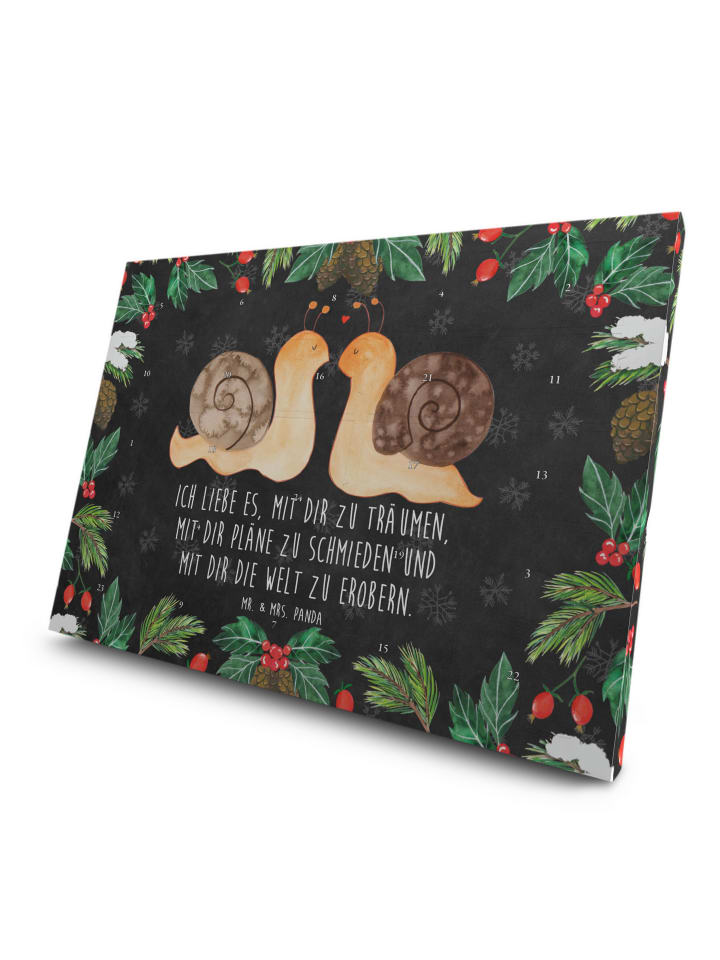 Adventskalender Schnecken Liebe mit Spruch in Kreidetafel