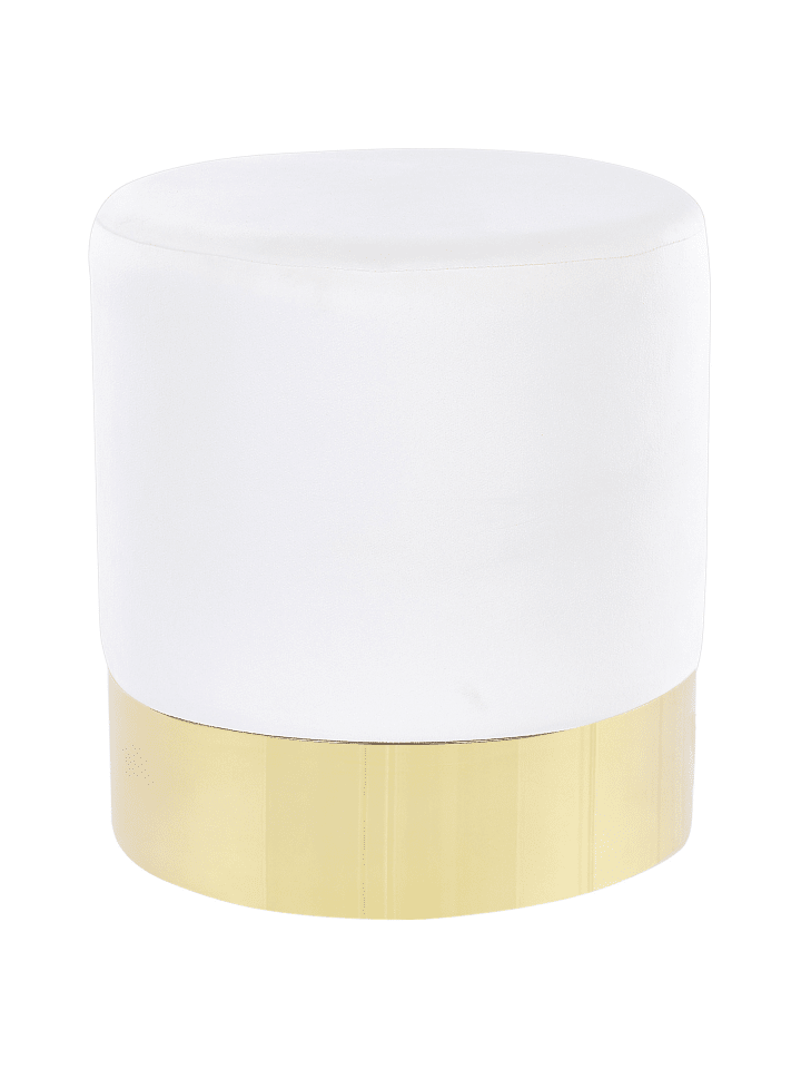 Pouf SOPHIA in Weiß/Gold - (W) 39 x (H) 40 x (L) 39 cm