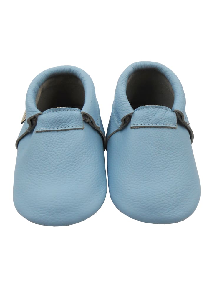 Baby Leder-Krabbelschuhe in Blau