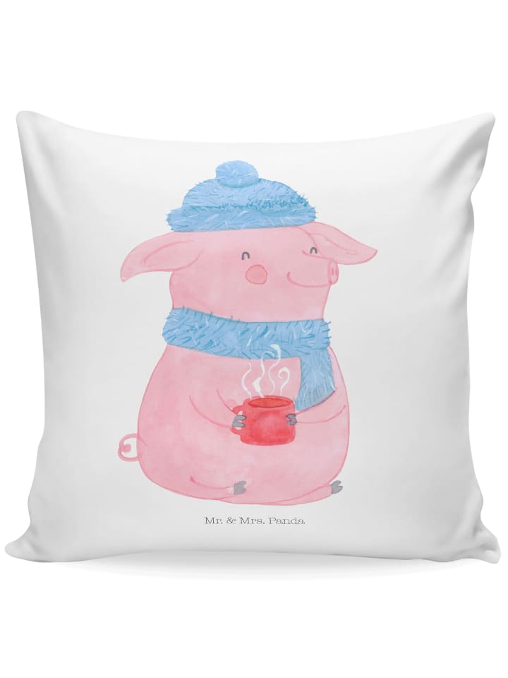 Kissen 40x40 Schwein Glühwein ohne Spruch in Weiß