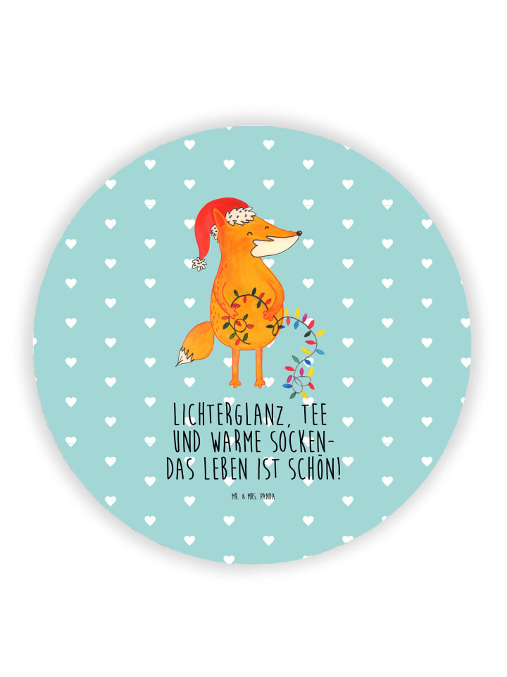 Kühlschrankmagnet Fuchs Weihnachten mit Spruch in Türkis Pastell