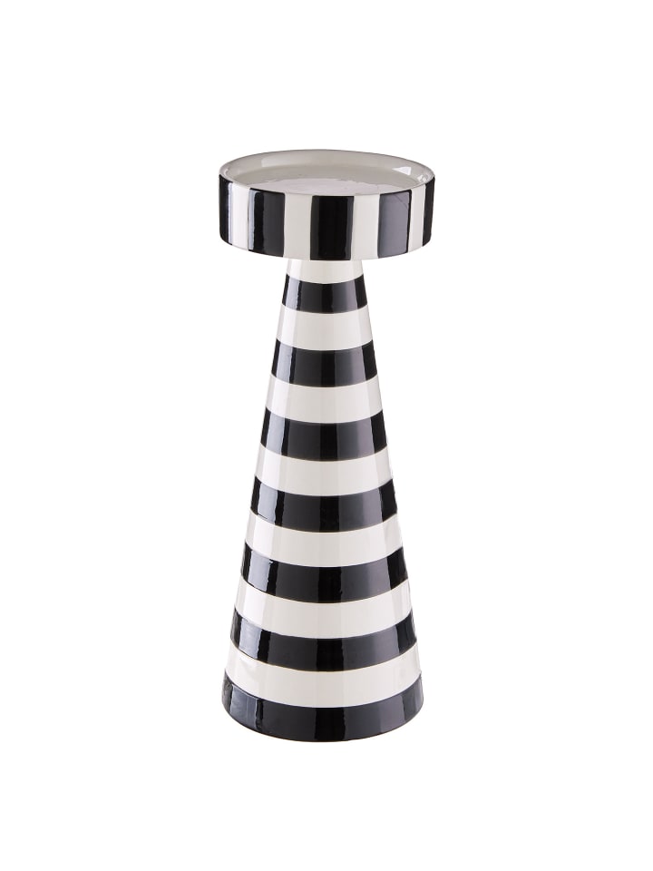 Butlers Stumpenkerzenhalter STRIPES in Weiß / Schwarz