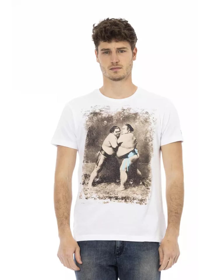 Weiß Baumwolle Herren T-Shirt
