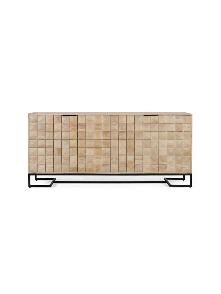 Handgeschnitztes und handgefertigtes Sideboard aus Mangoholz 180 cm in Brown