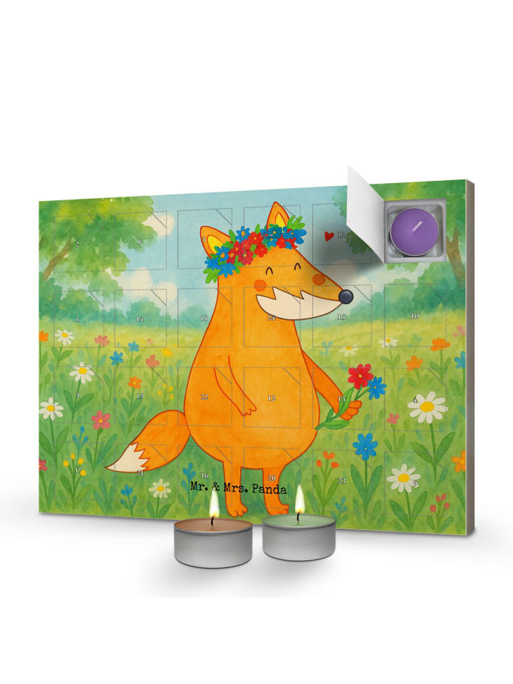 Adventskalender Fuchs Blumen Design ohne Spruch in Weiß
