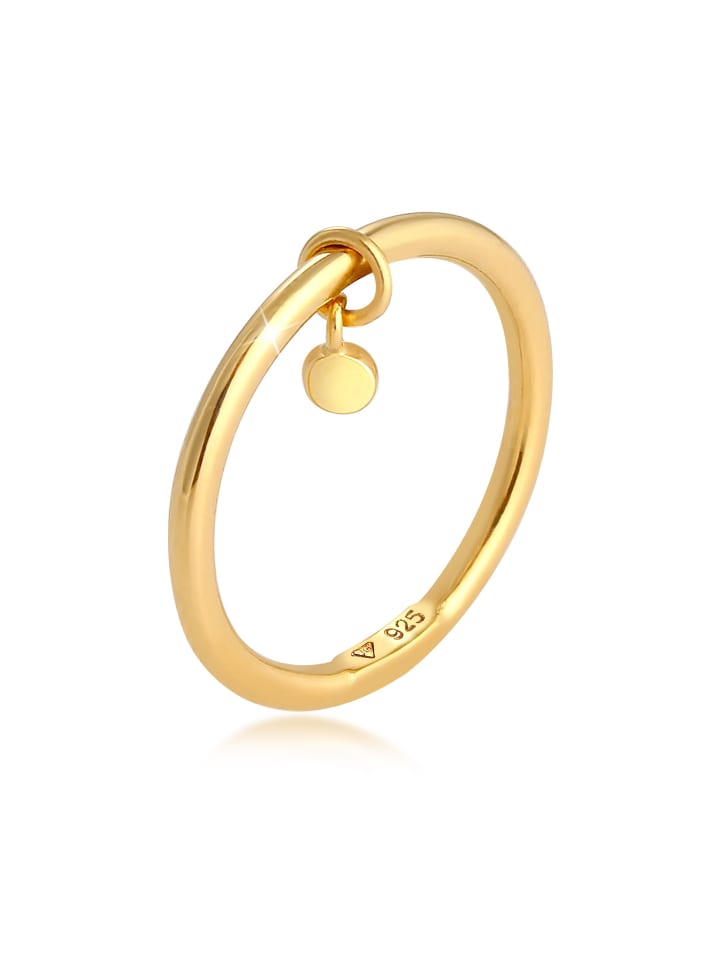 Ring 925 Sterling Silber Geo, Plättchen in Gold