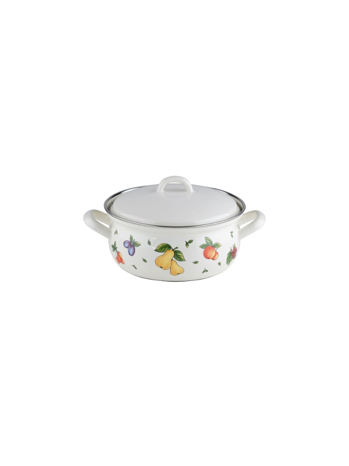 Riess Casserole avec couvercle Country Fruit Garden Ø16cm 1 litre émail