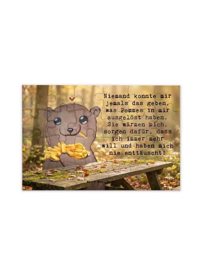 Puzzle Bär Pommes verliebt Design mit Spruch in Weiß