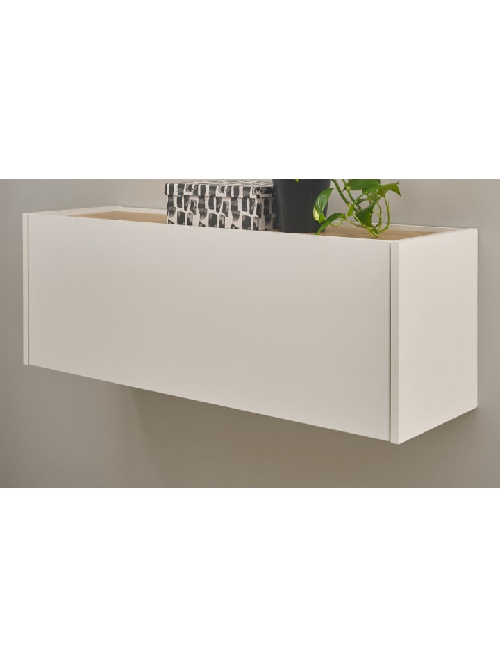 Hängeelement weiß matt, Eiche Wotan 100 cm, Hängeschrank für Homeoffice und Büro