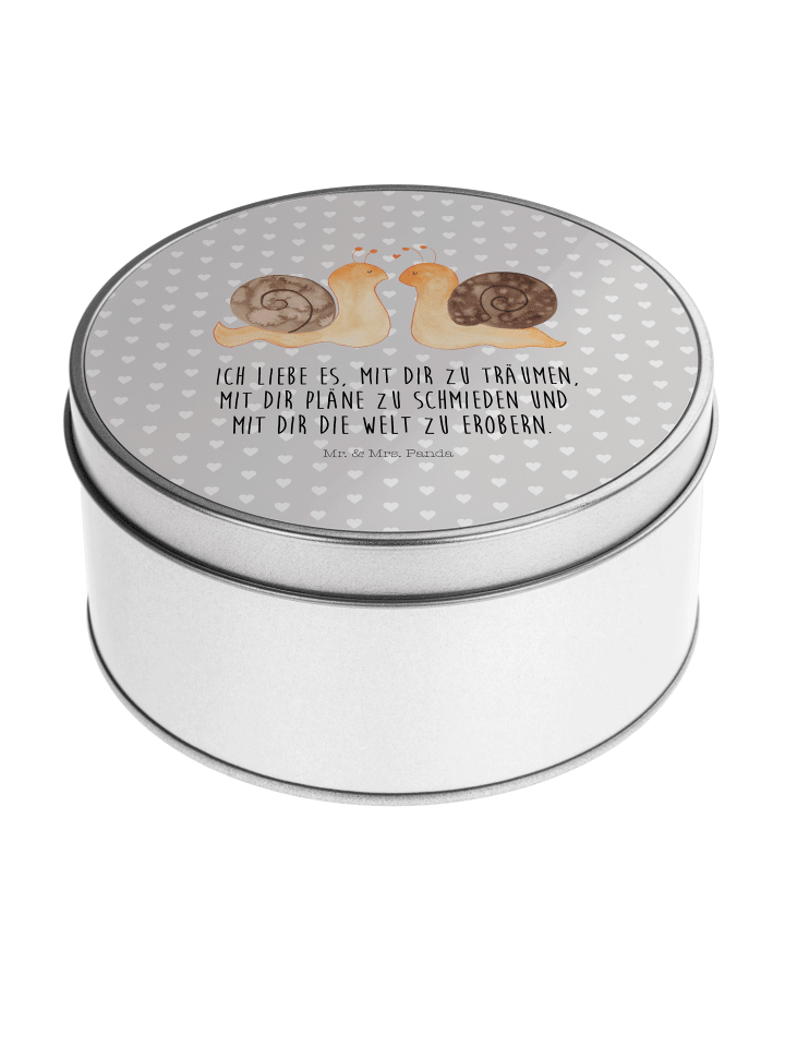 Aufbewahrungsbox Schnecken Liebe mit Spruch in Grau Pastell