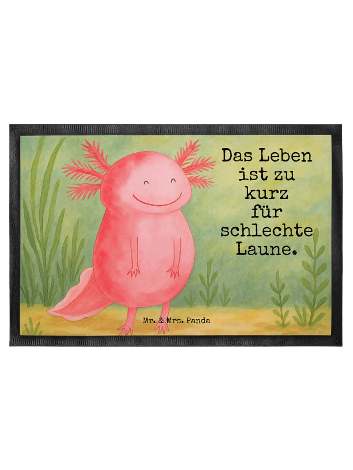 Fußmatte Axolotl Glücklich Design mit Spruch in Weiß