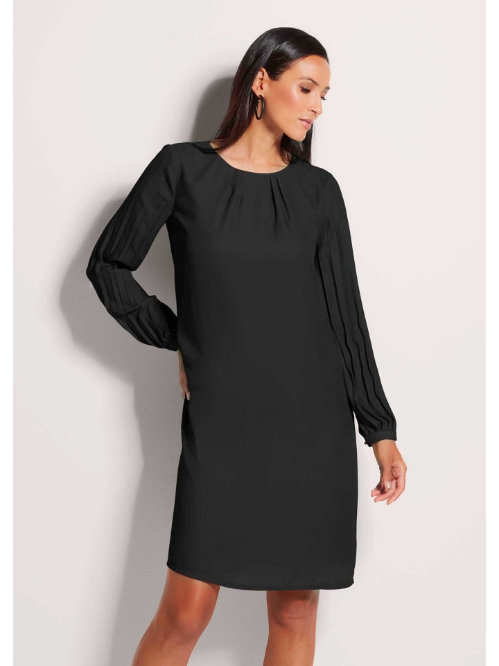 Elegantes, gerades Langarmkleid in schwarz