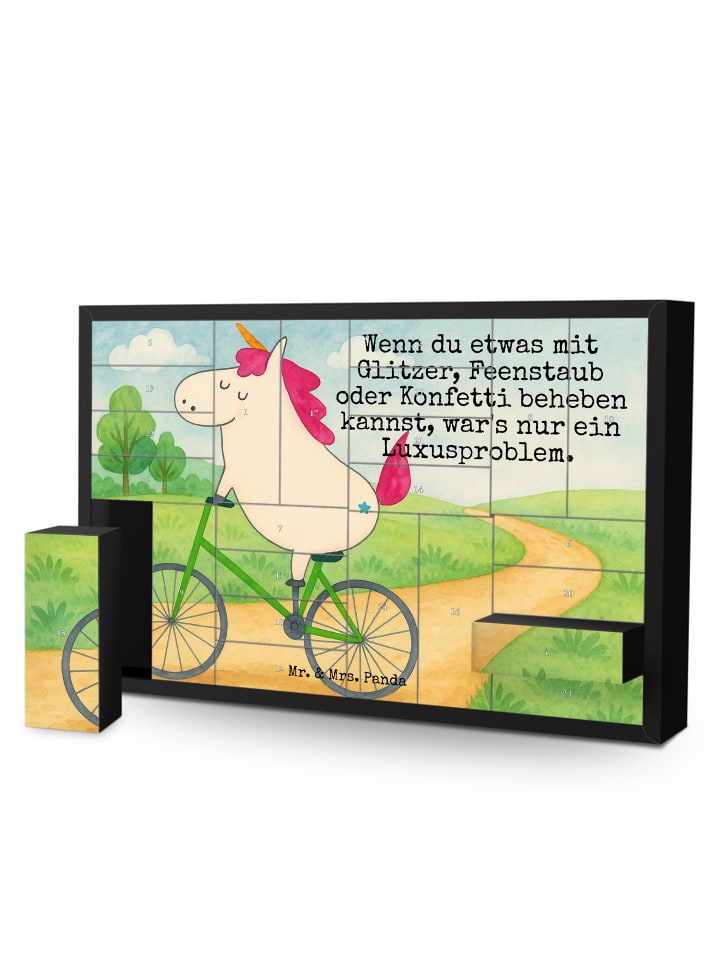 Adventskalender Einhorn Radfahrer Design mit Sp... in Weiß