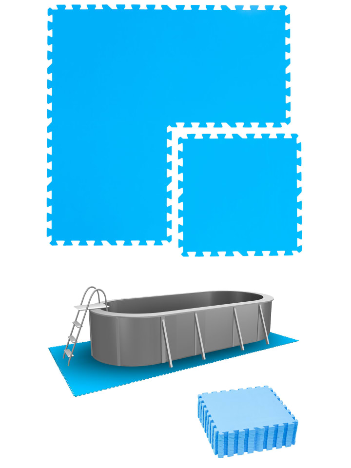 4 Sets Poolmatte 50x50cm Blau blau