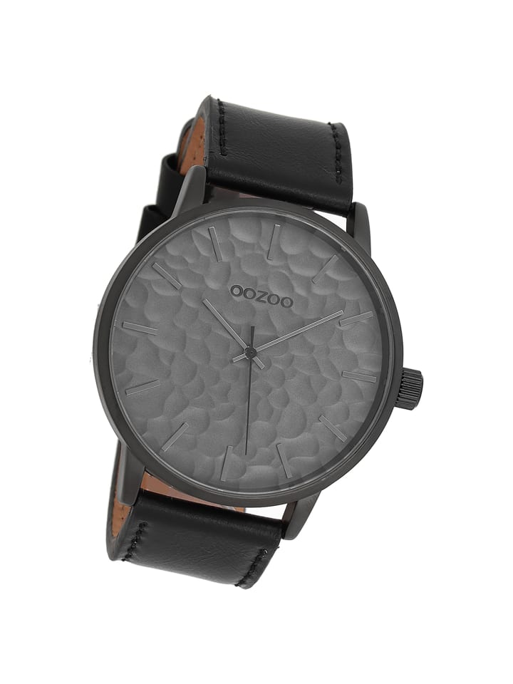 Analog-Armbanduhr Oozoo Timepieces schwarz extra groß (ca. 48mm)