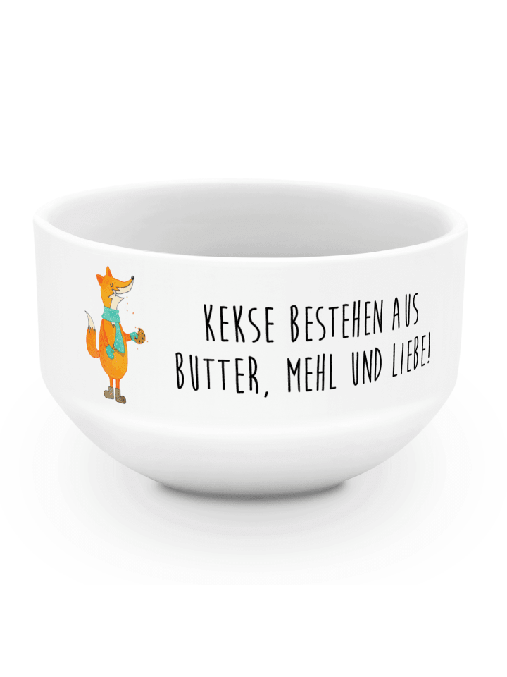 Obstschale Fuchs Keks mit Spruch in Weiß