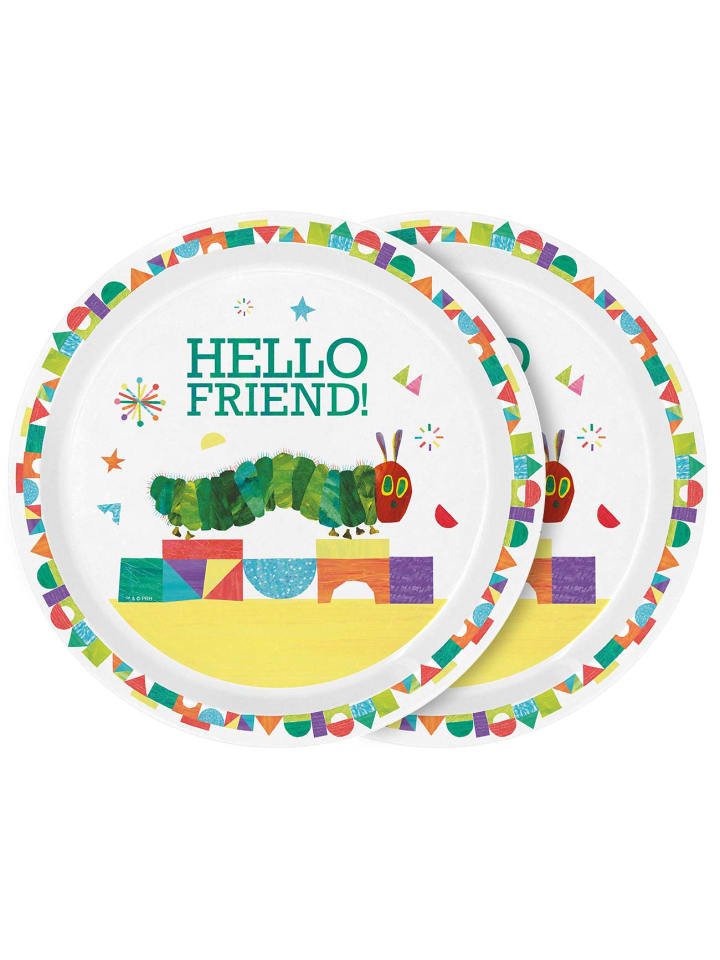 Teller Raupe Nimmersatt Hello Friend 2er Set in Weiß - 21,5 cm