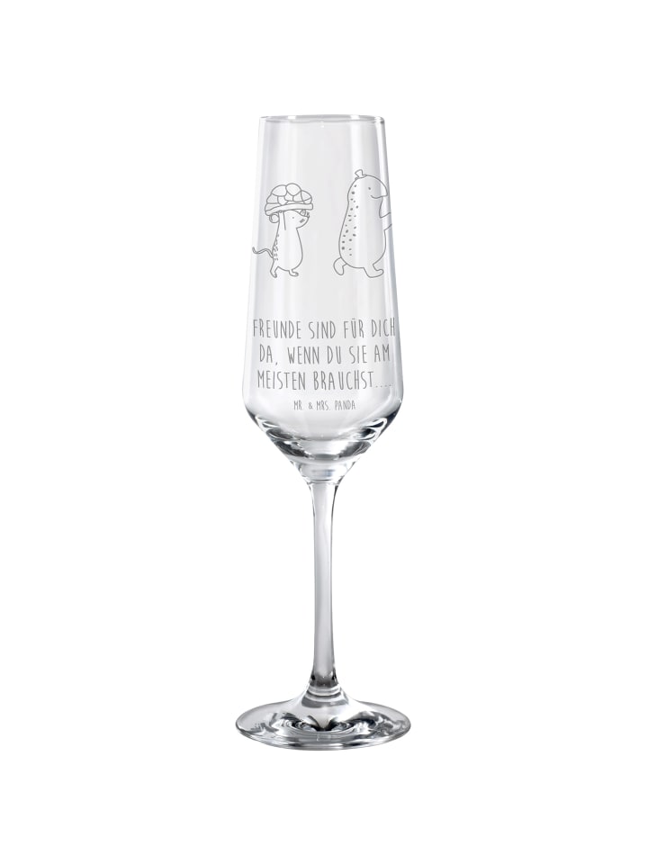 Champagnerglas Schildkröte Maus mit Spruch in Transparent