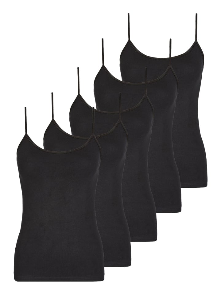 5er Pack Trägerhemd in schwarz