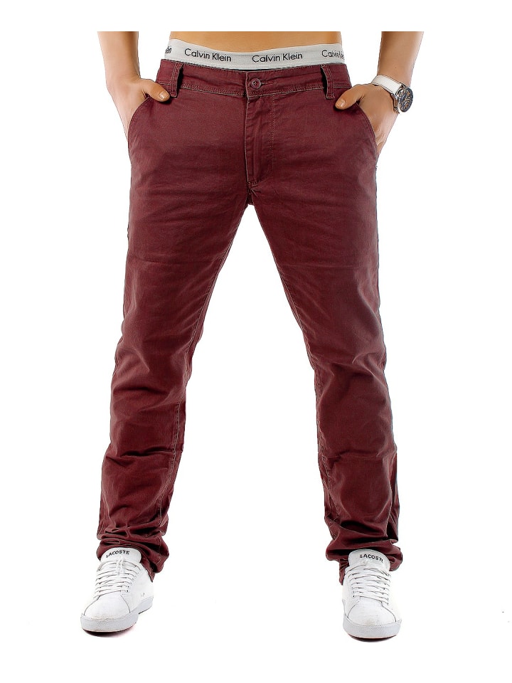 Chino Hose MC Trendstr Stoff Jeans in Rot