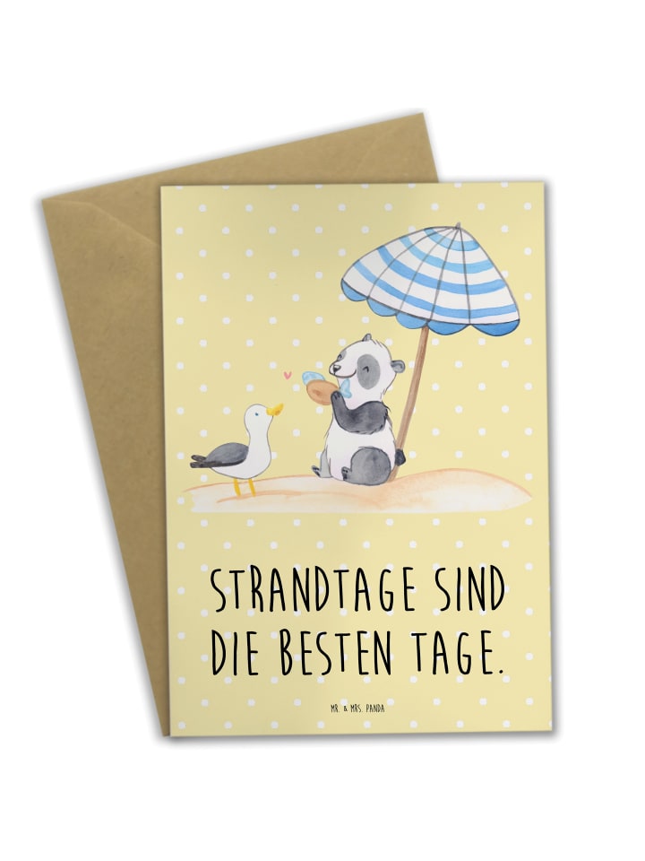 Grußkarte Sommer Strandtage mit Spruch in Gelb Pastell