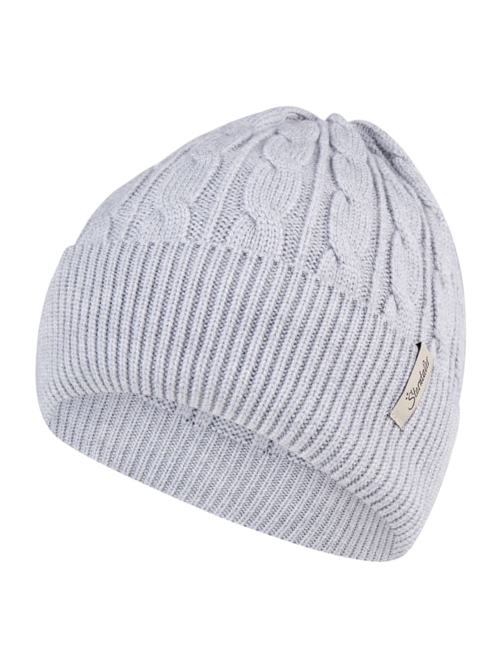 Strickmütze Zopfmuster in silber mel.