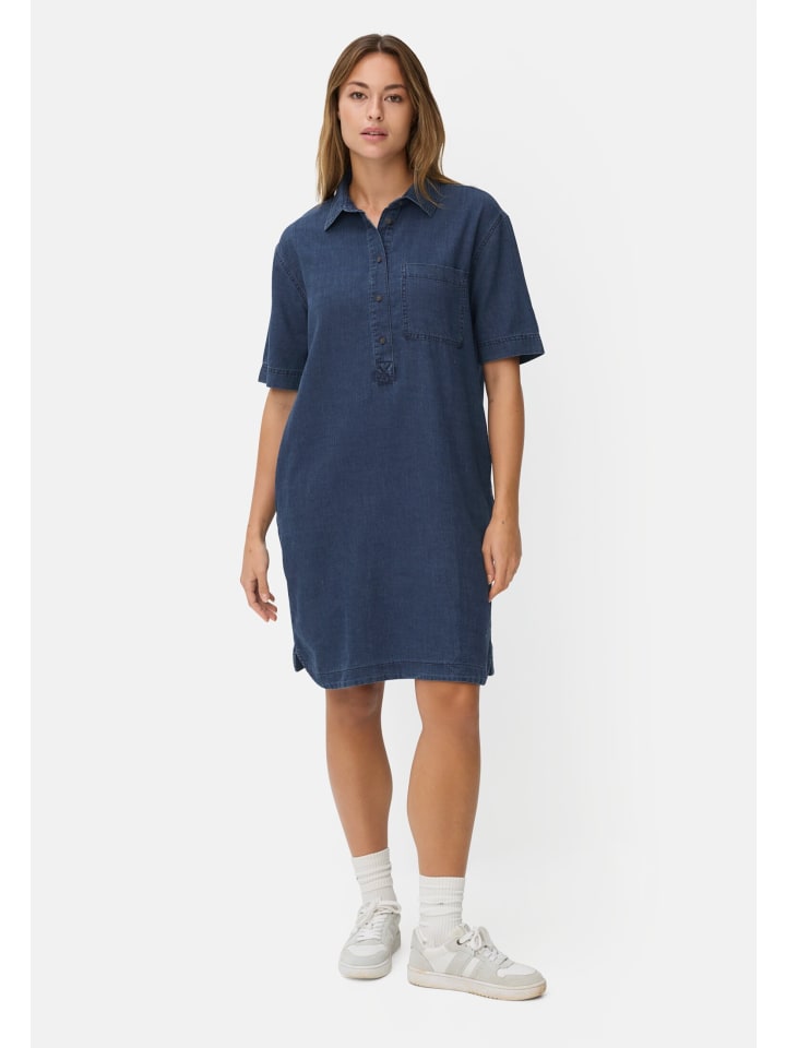 Baumwollkleid mit Brusttasche in Indigoblau